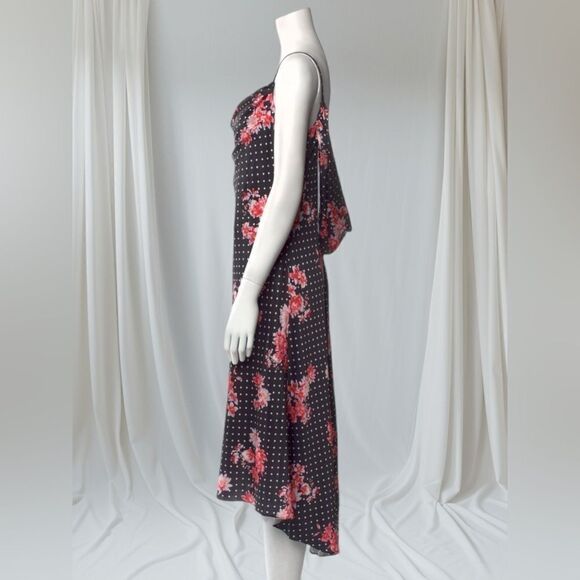 IEENA for Mac Duggal Cowl Neck Floral & Polkadot Print Dress - Picture 3 of 7